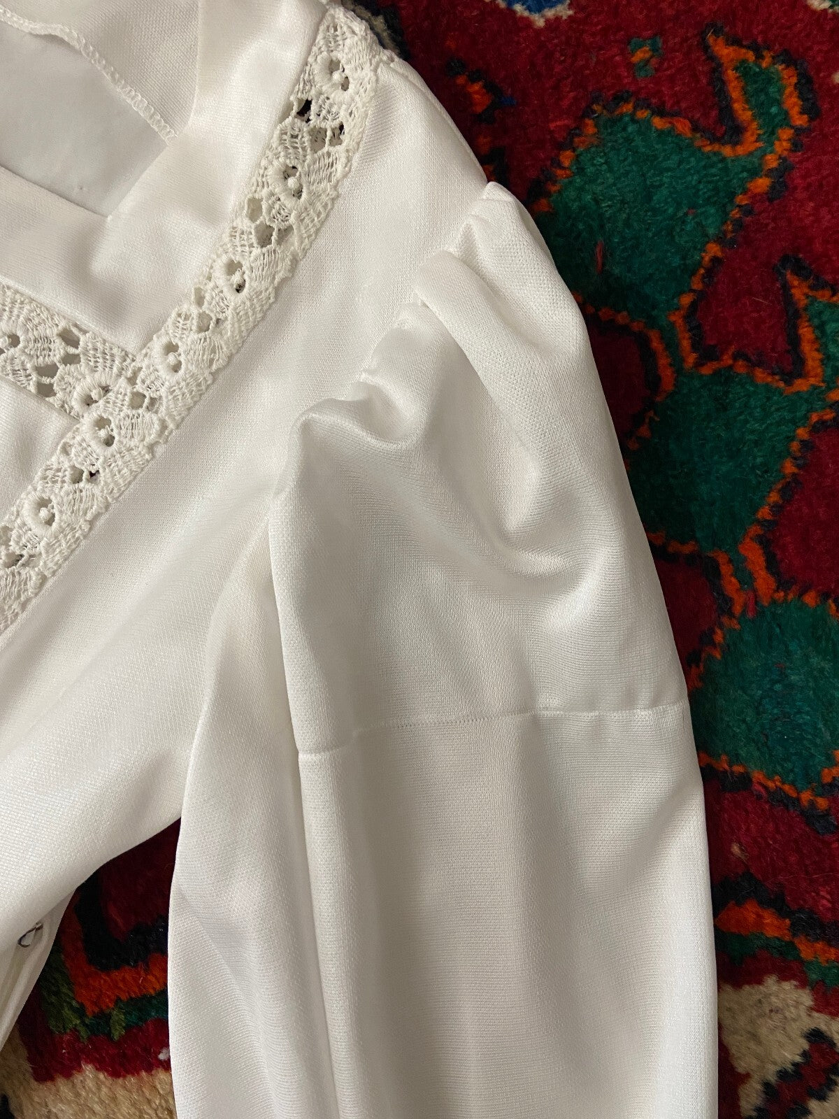 Vintage 1970s White Homemade Prairie Dress