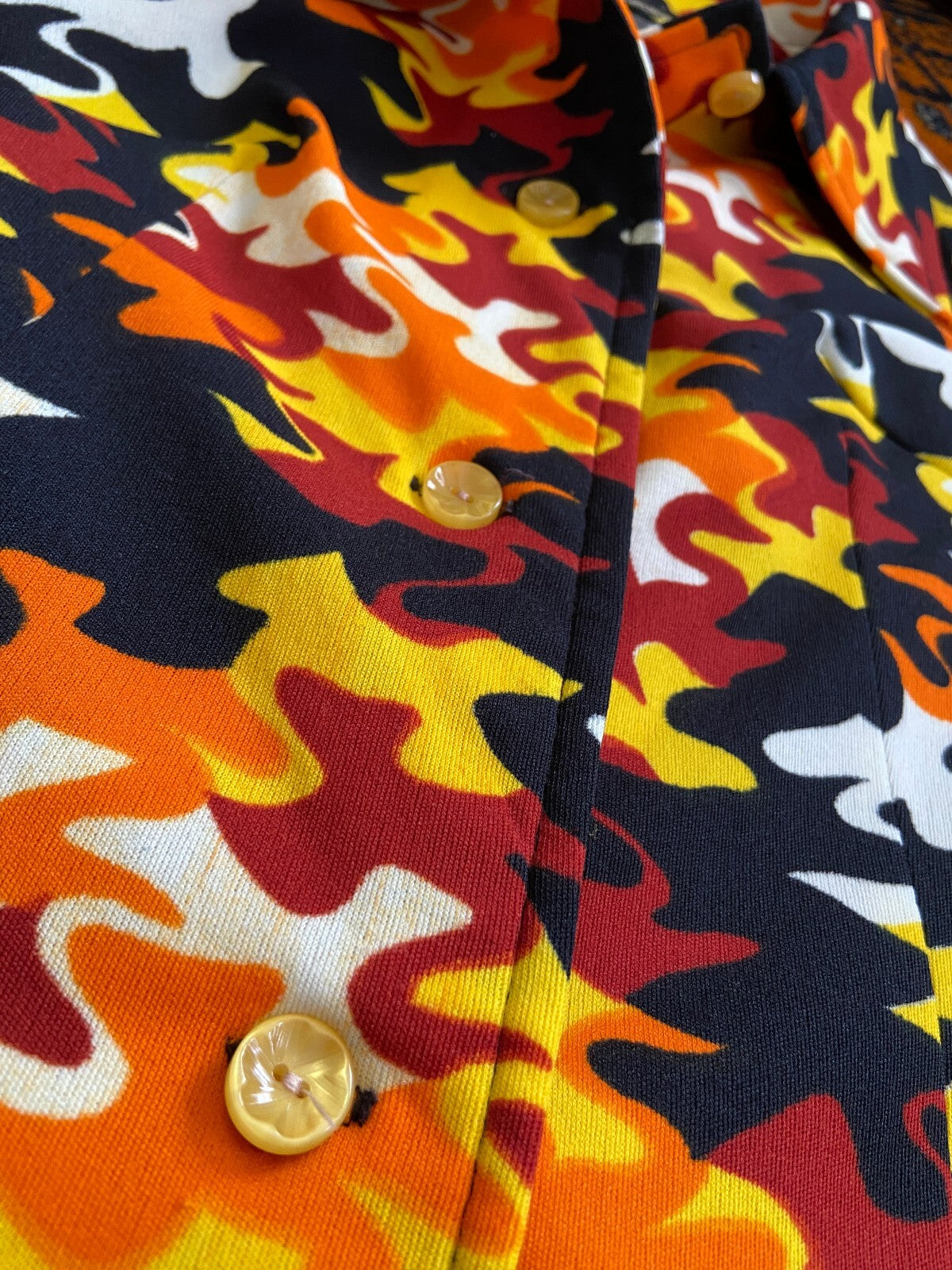 Vintage 1970s Orange & Yellow Retro Print Shirt