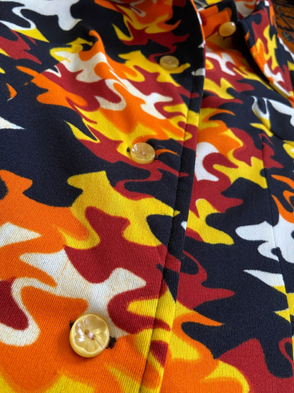 Vintage 1970s Orange & Yellow Retro Print Shirt