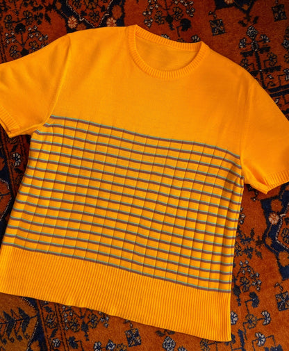 Vintage 1970s Bright Yellow Striped Knit Top