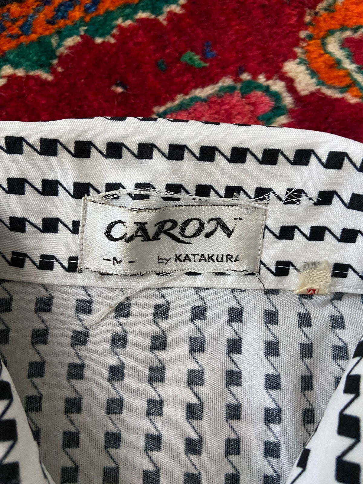 Vintage 1970s Japanese Geometric Patterned Jersey Top
