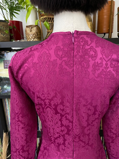 Vintage Magenta Jacquard Maxi Dress