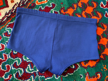 Vintage 1970s Blue Seam Detail Swim Shorts