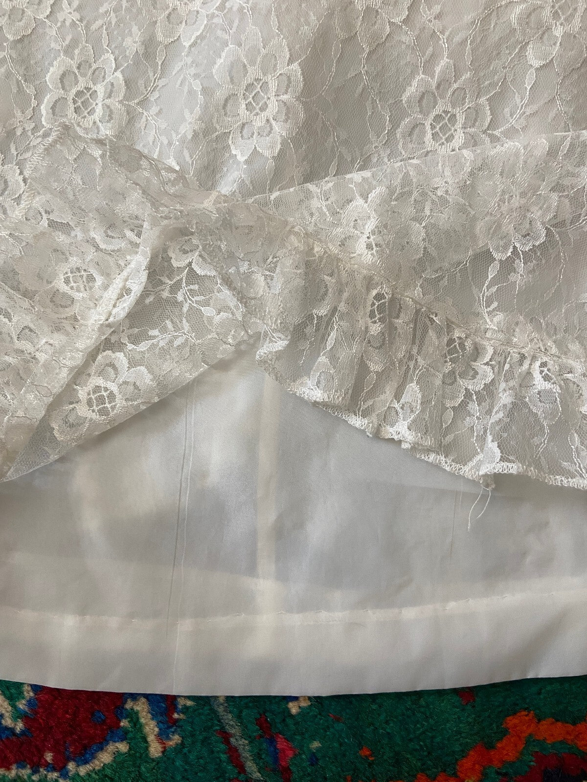 Vintage 1970s White Lace Wedding Dress
