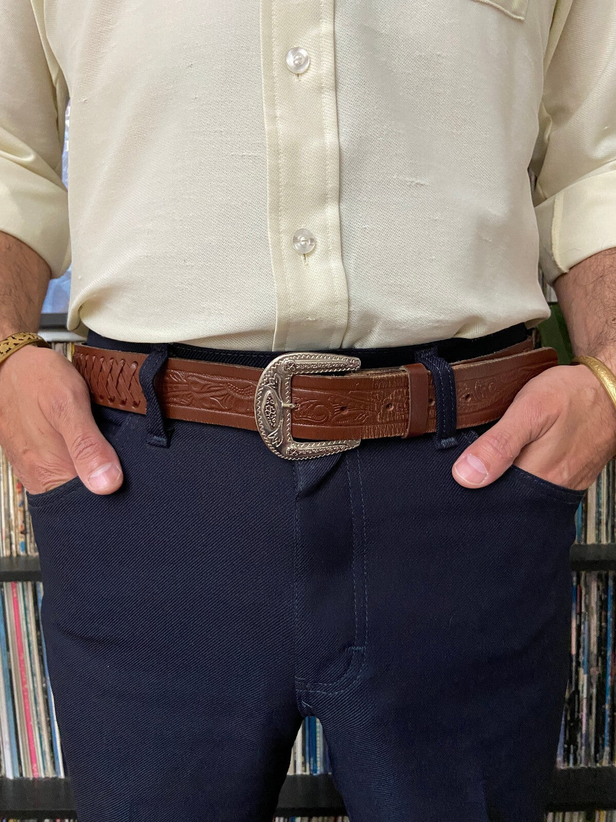 Vintage Western Buckle Embossed Eagle Belt
