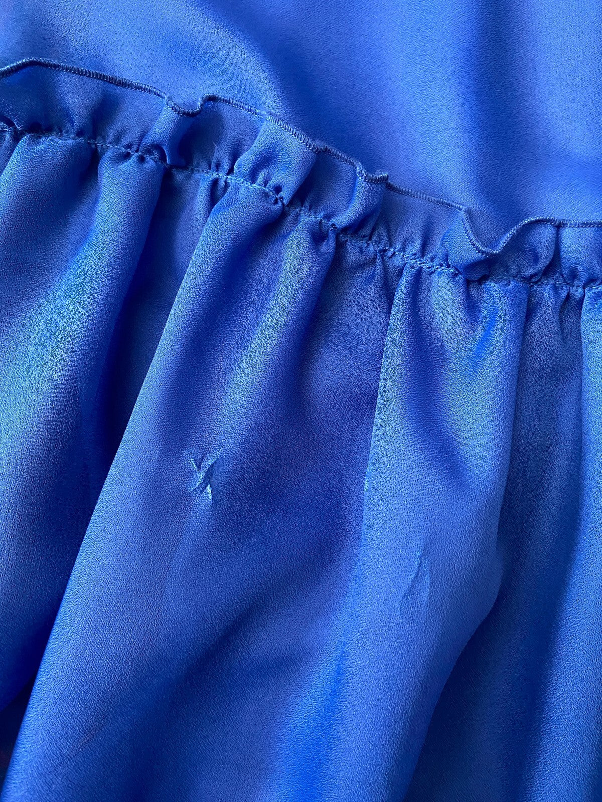 Vintage 1970s Blue Flower Sash Prairie Dress
