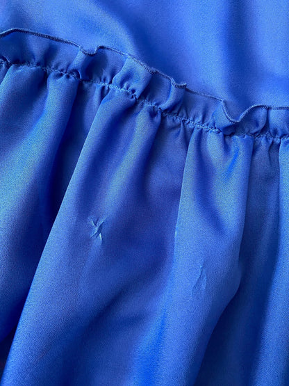 Vintage 1970s Blue Flower Sash Prairie Dress