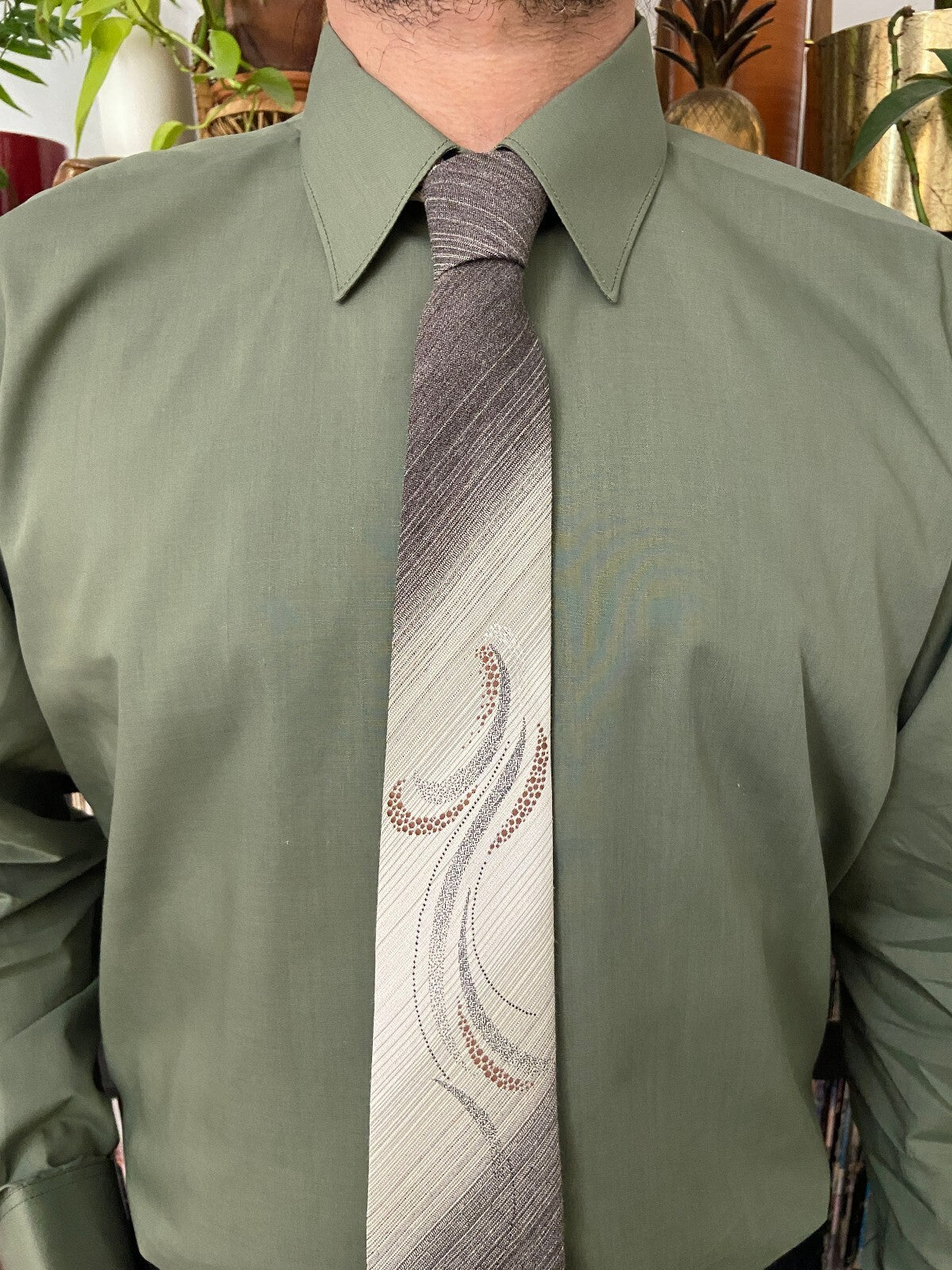Vintage 1970s Green Shirt & Matching Tie Set