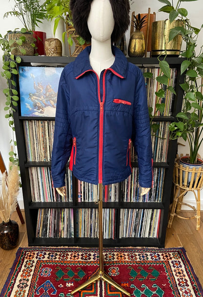 Vintage 1970s Navy & Red Elho Ski Jacket