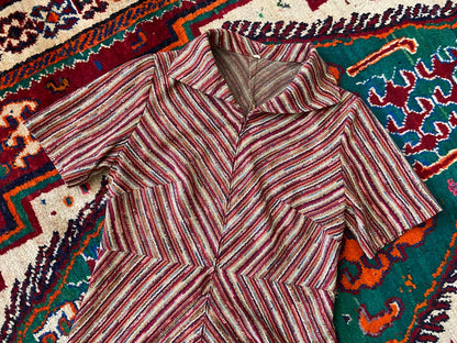 Vintage 1970s Chevron Knit Zip Up Dress