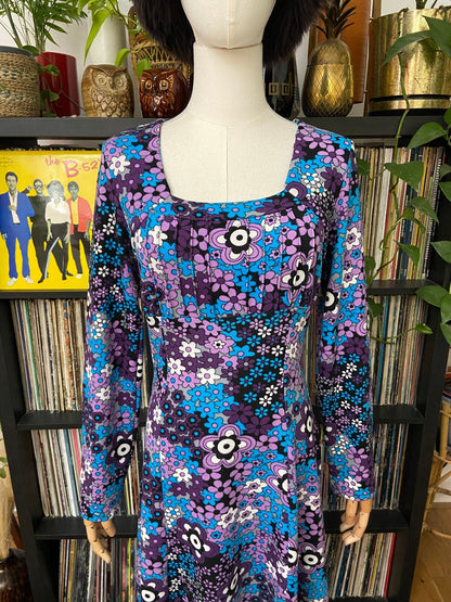 Vintage Y2K Square Neck Flower Power Dress