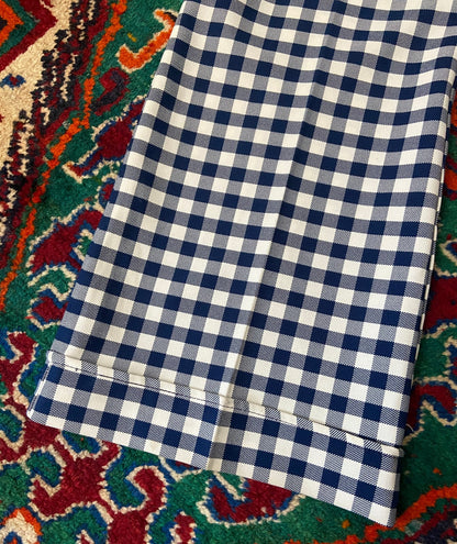 Vintage 1970s Navy & White Check Bellbottom Trousers W32