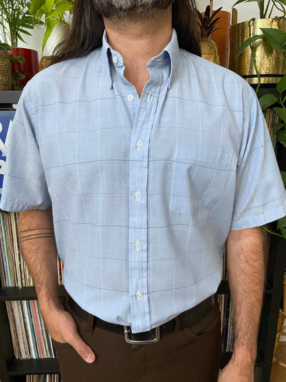 Vintage 1970s Blue Button Collar Shirt