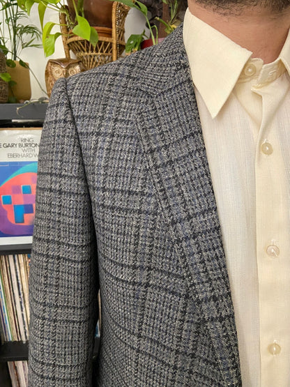 Vintage 1970s Grey Tweed Blazer Jacket