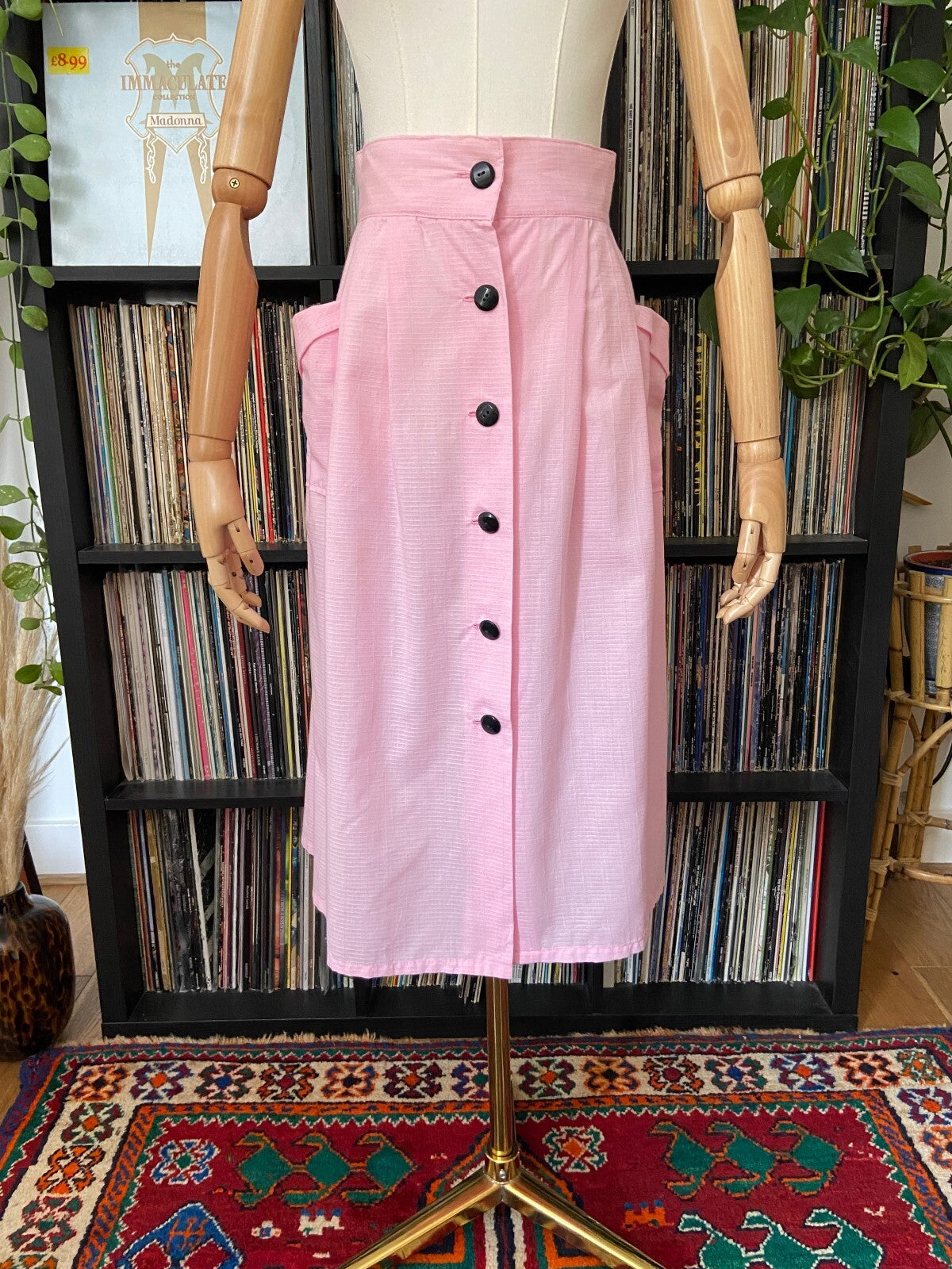 Vintage 1980s Pink Button Down Skirt