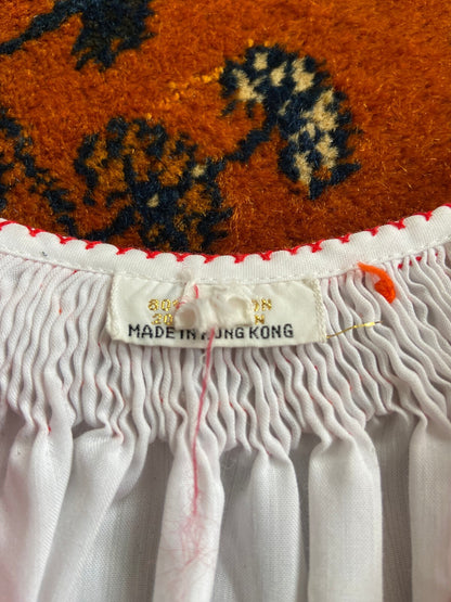 Vintage 1970s White & Red Embroidered Folk Blouse