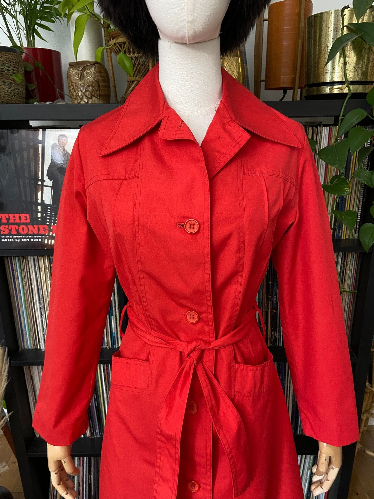Vintage 1970s Red Mod Raincoat