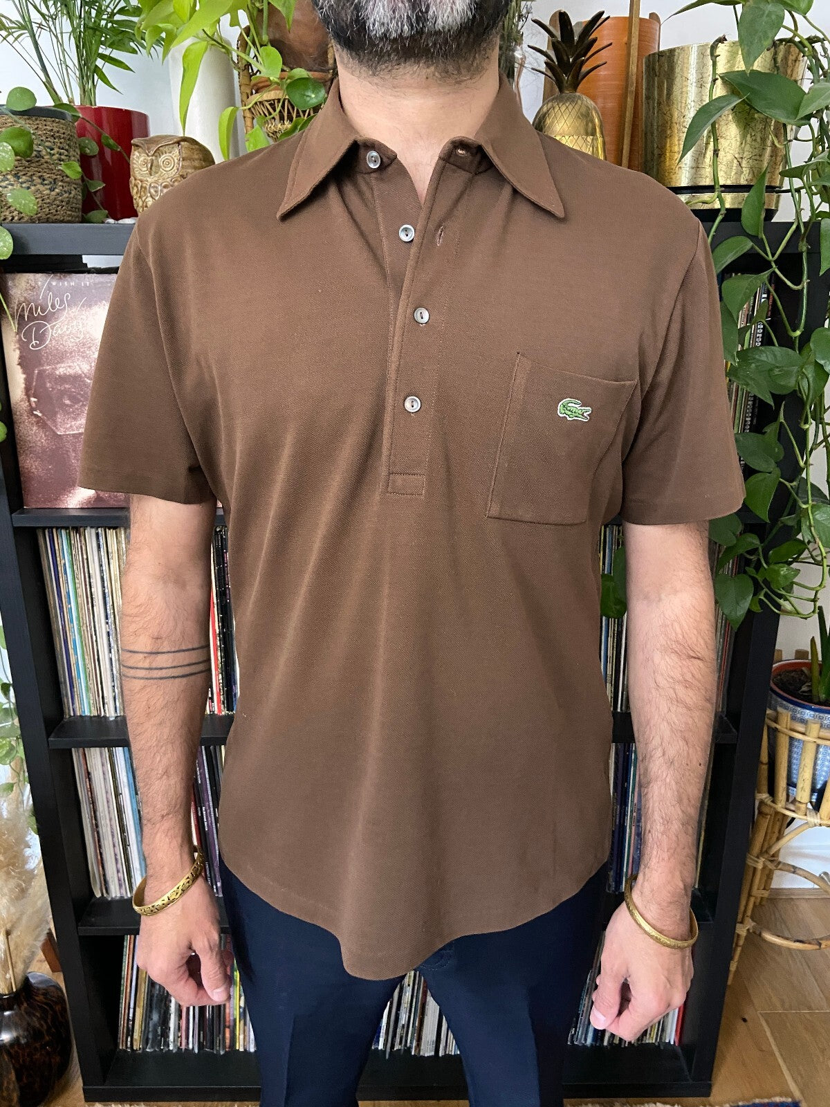Vintage 1970s Brown Lacoste Polo Top