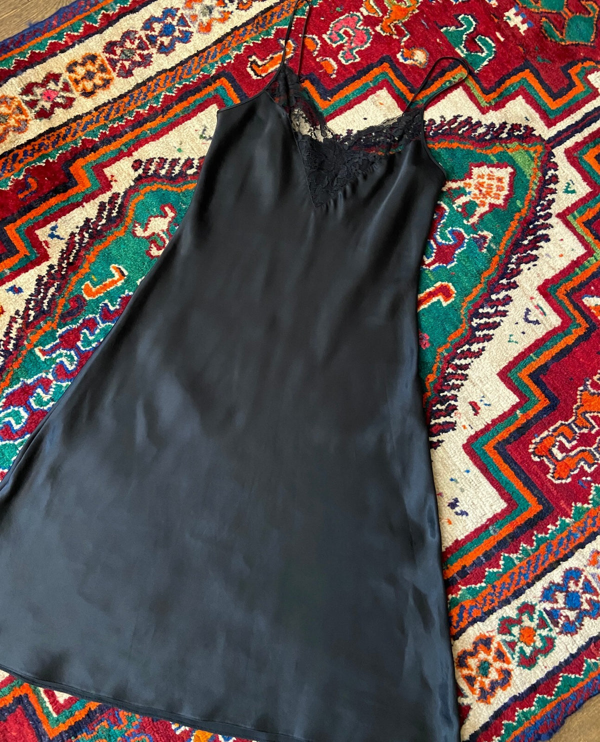 Vintage 1980s Black Lace Slip