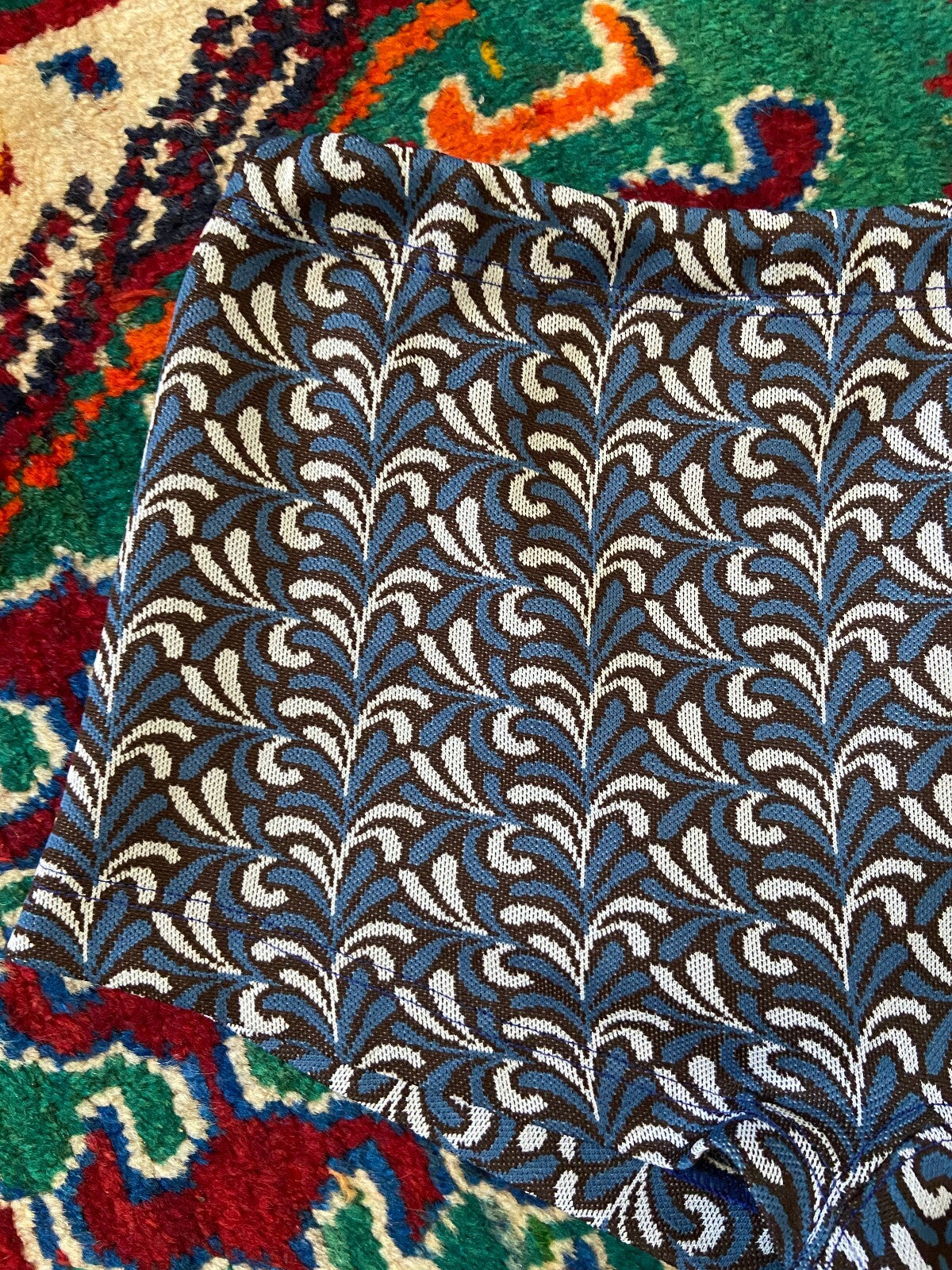 Vintage 1970s Blue & Brown Patterned Swim Shorts