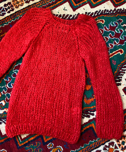 Maiami Red Loose Knit Handmade Mohair Jumper