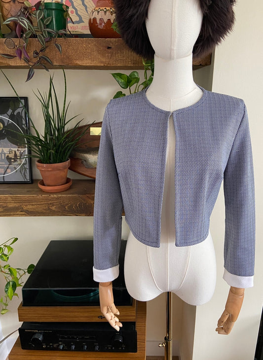 Vintage 1960s Navy & White Cropped Jacket