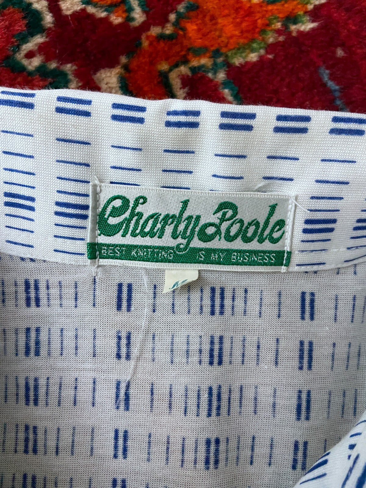 Vintage 1970s Japanese Dash Pattern Jersey Top