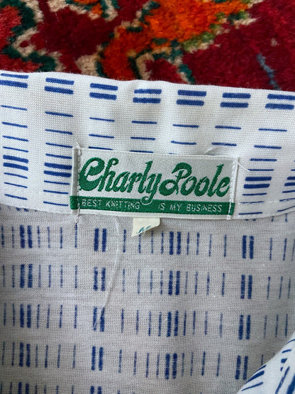 Vintage 1970s Japanese Dash Pattern Jersey Top