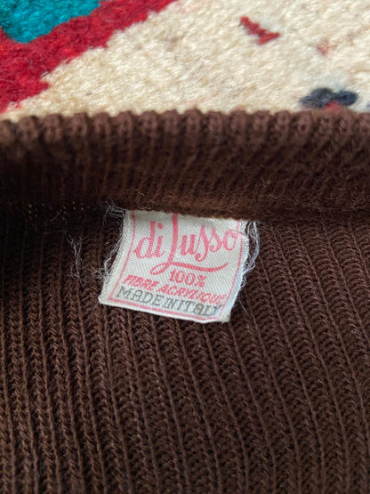 Vintage 1970s Brown V-Neck Jumper