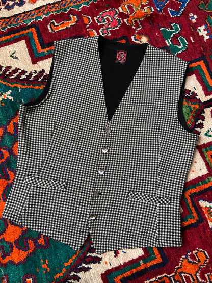 Vintage 1970s Italian Houndstooth Knit Waistcoat