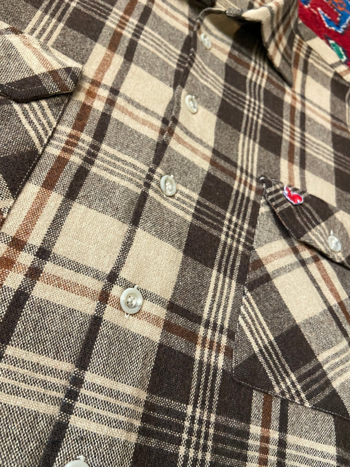 Vintage 1980s Italian Brown Plaid Shirt
