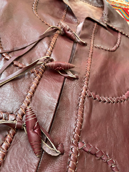 Vintage 1970s Burgundy Whipstitch Leather Jacket