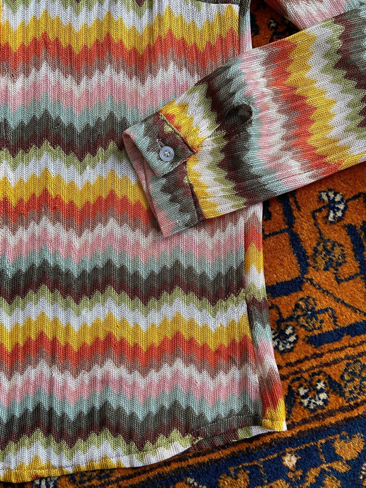 Vintage Multicoloured Chevron Knit Shirt