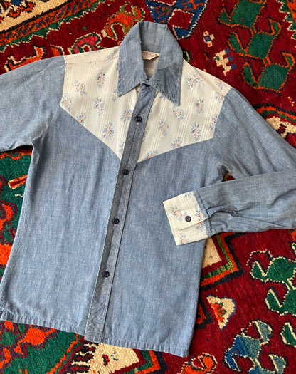 Vintage 1970s XS Floral Western Shirt