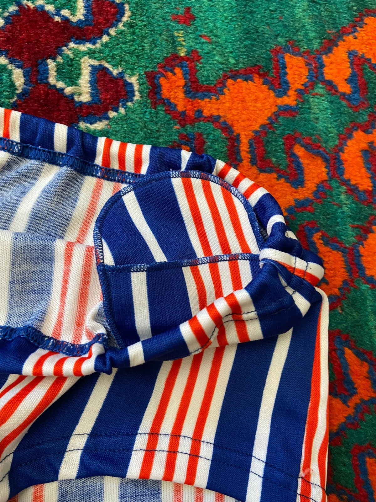 Vintage 1970s Navy Red & White Striped Swim Shorts
