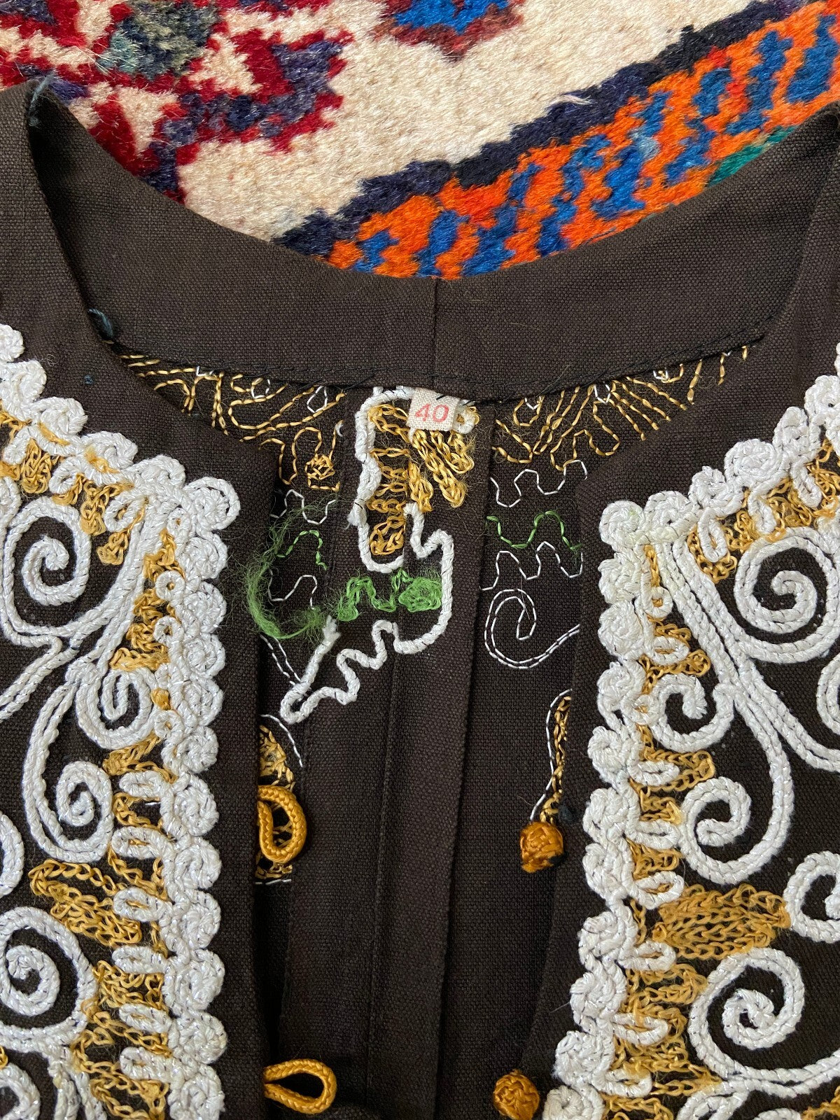 Vintage 1970s Brown Embroidered Kaftan Dress