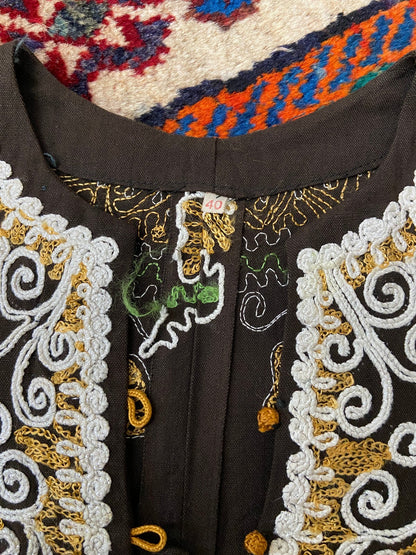 Vintage 1970s Brown Embroidered Kaftan Dress