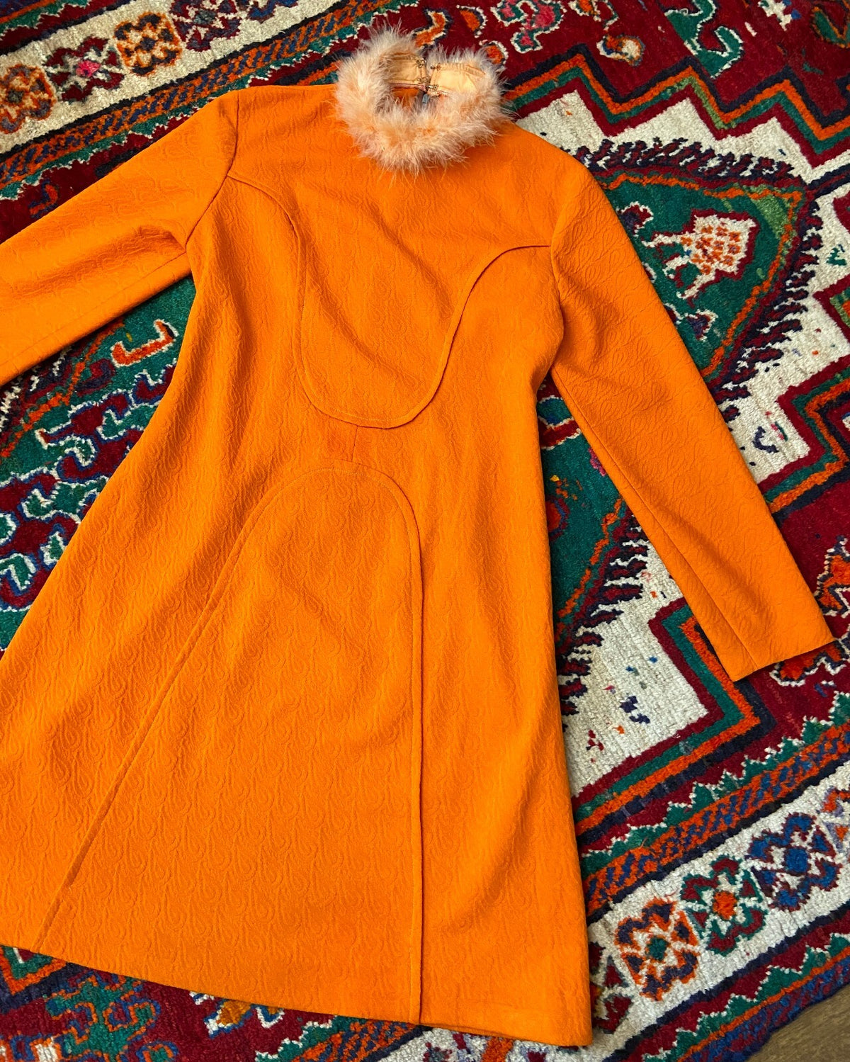 Vintage 1960s Space Age Orange Mod Dress