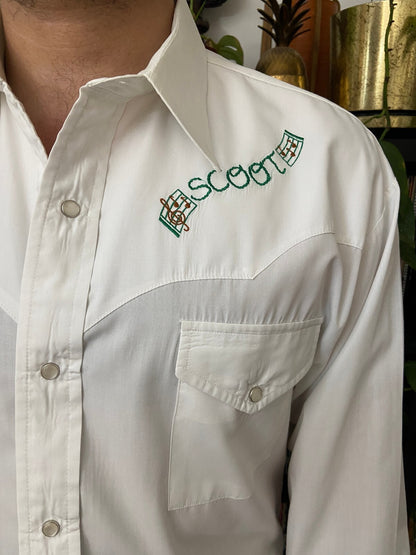 Vintage White Embroidered Western Shirt