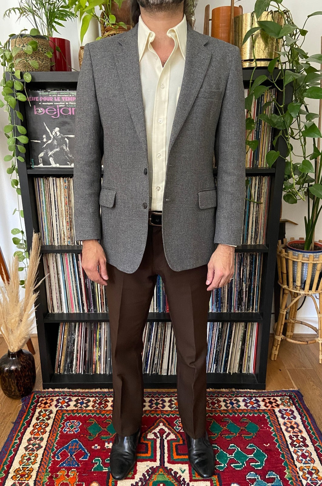 Vintage 1970s Christian Dior Grey Tweed Jacket