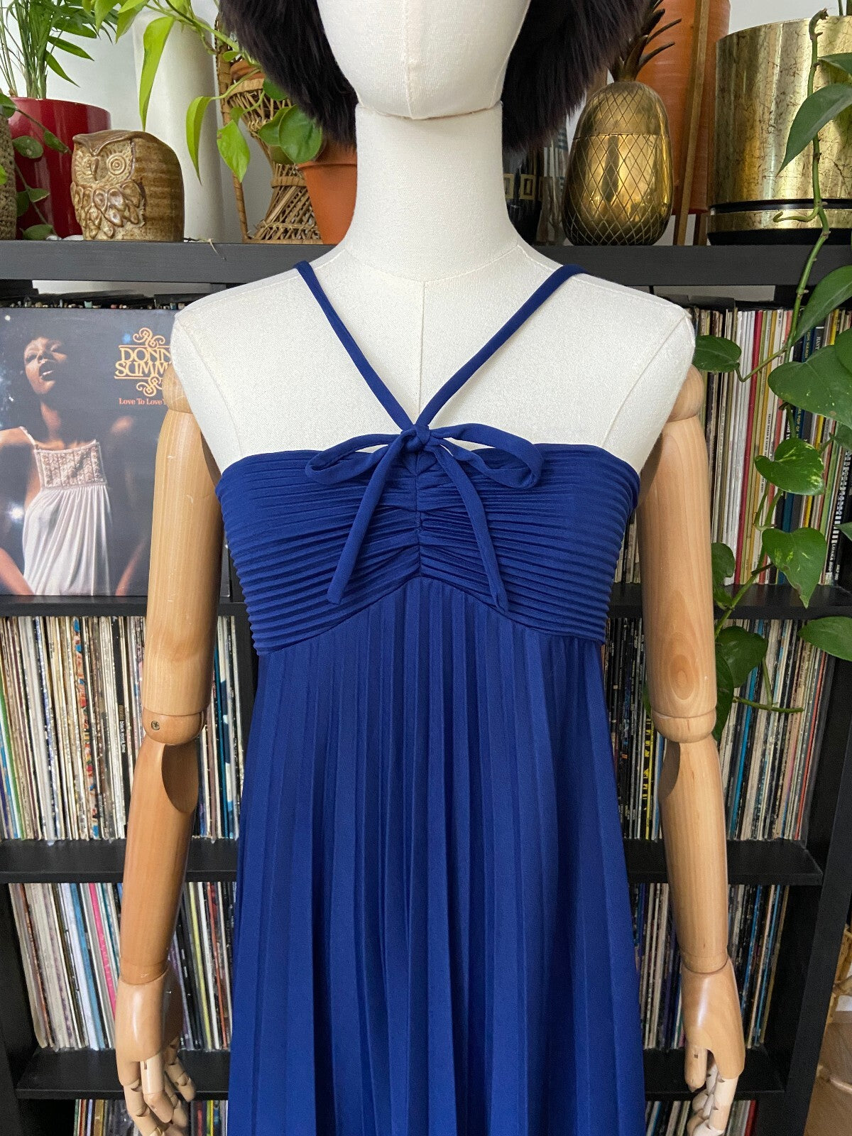 Vintage 1970s Navy Strappy Disco Dress