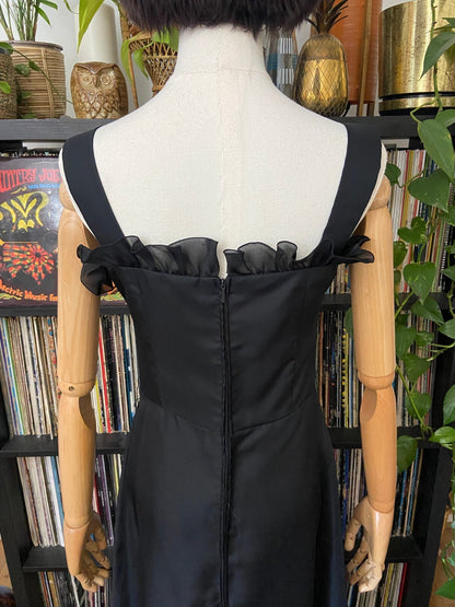 Vintage 1970s Black Embroidered Maxi Dress