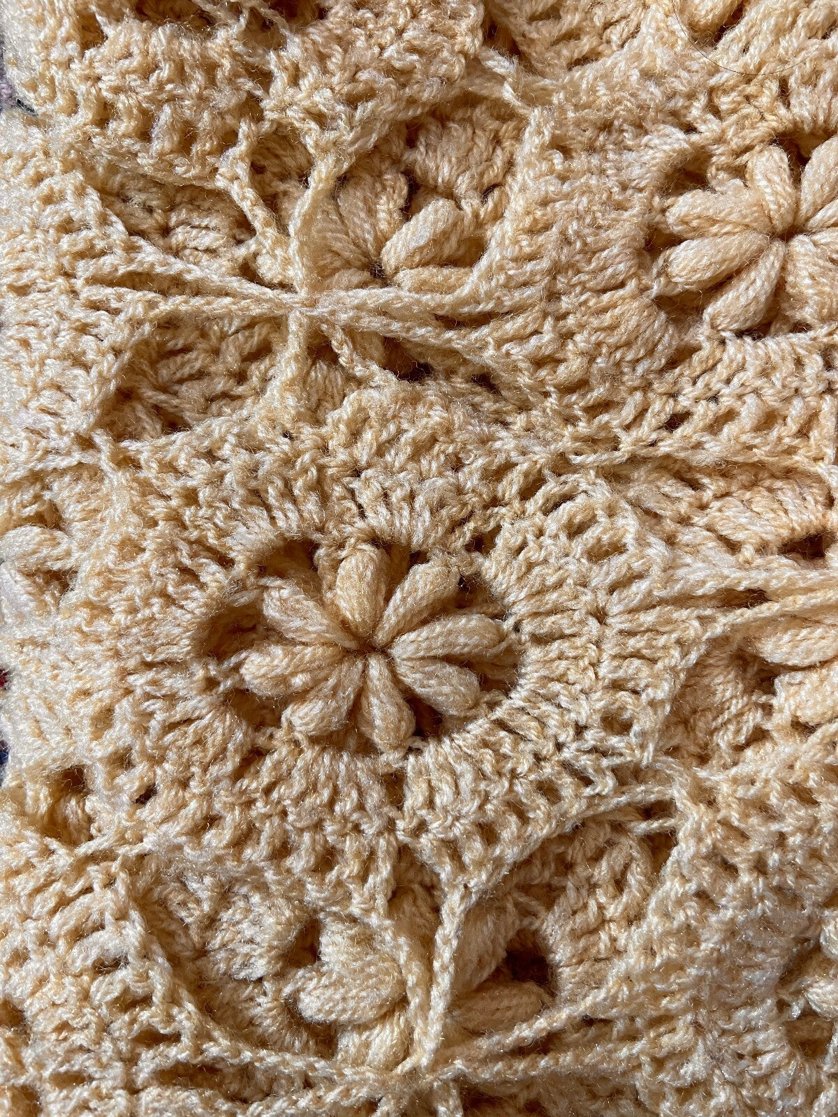 Vintage Yellow Crochet Triangle Shawl