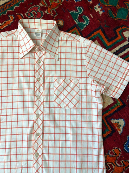 Vintage 1970s Red & White Square Check Deadstock Shirt
