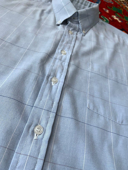 Vintage 1970s Blue Button Collar Shirt