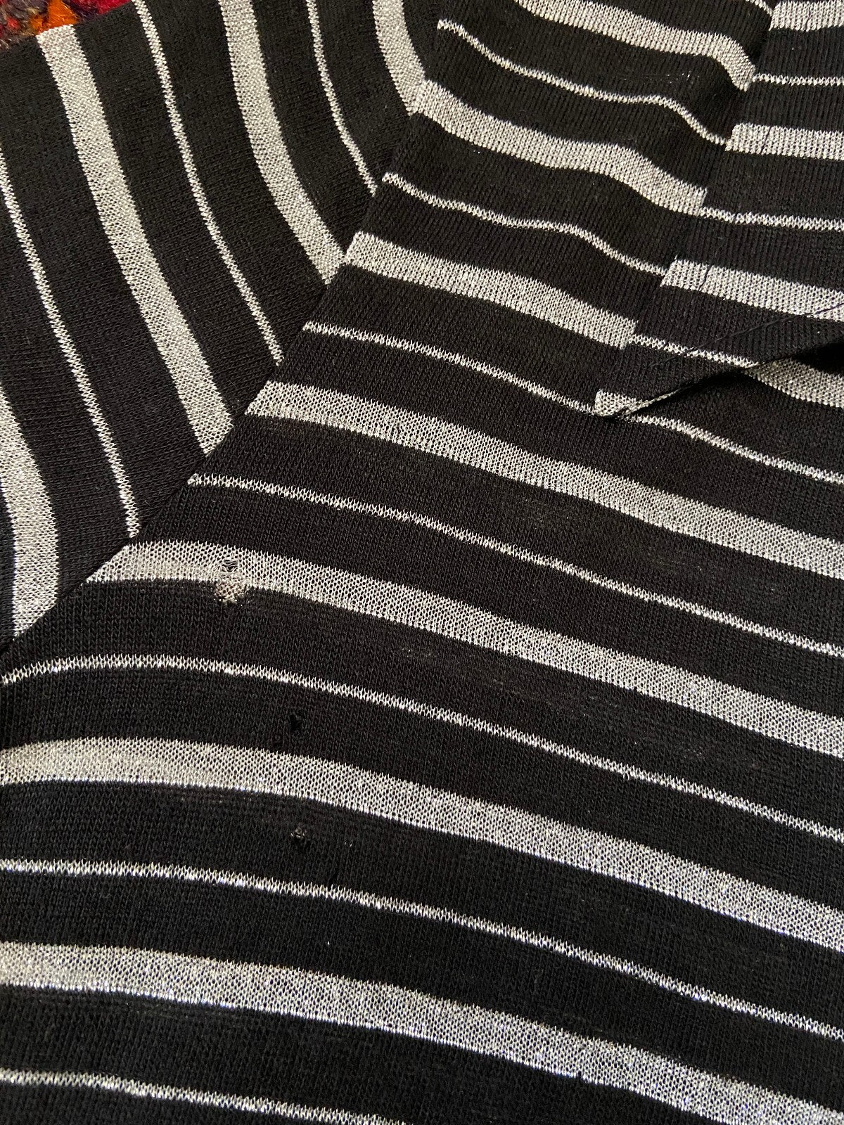 Vintage 1970s Black & Silver Knit Dagger Collar Shirt
