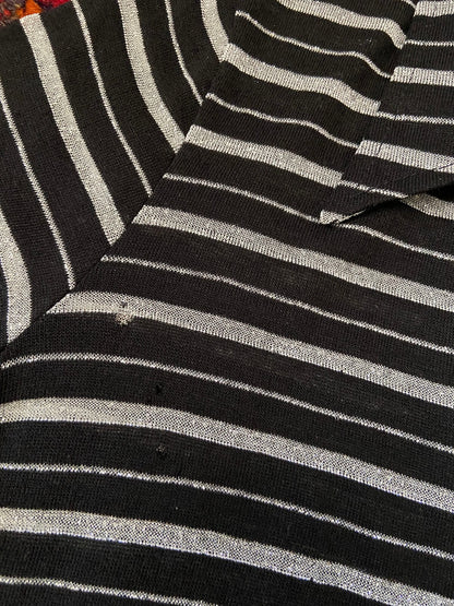 Vintage 1970s Black & Silver Knit Dagger Collar Shirt