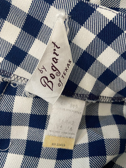 Vintage 1970s Navy & White Check Bellbottom Trousers W32