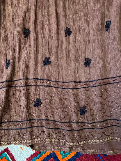 Vintage 1980s Brown Bohemian Hippie Dress
