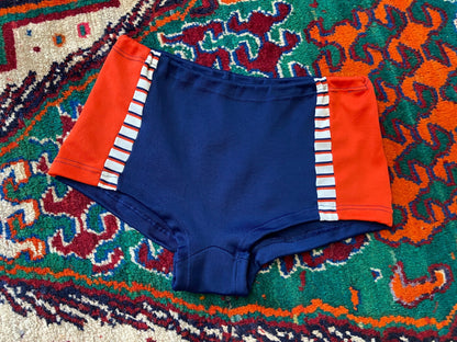 Vintage 1970s Navy & Red Swim Shorts